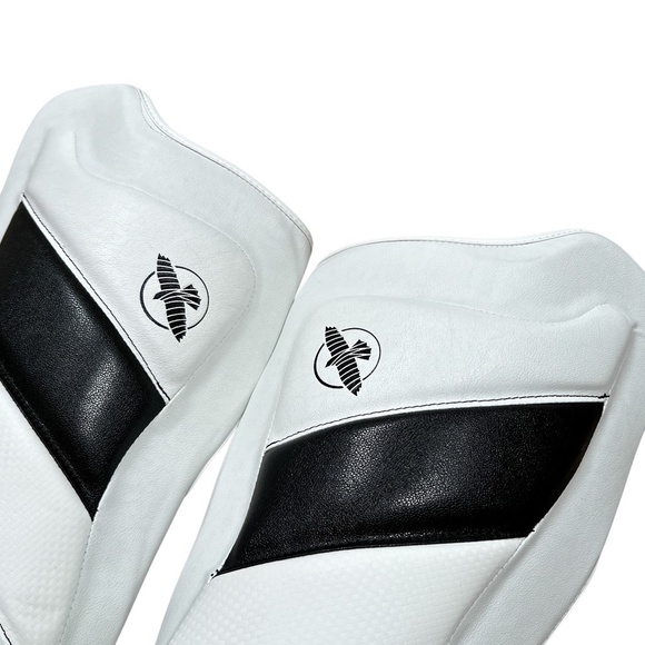 NWT Hayabusa T3 Striking Shin Guard Padded Faux Leather White Black MMA Large - Picture 4 of 11